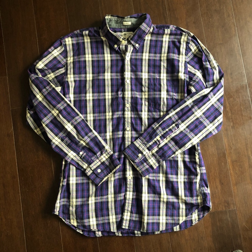 J Crew Factory Cotton Plaid Button Down Shirt